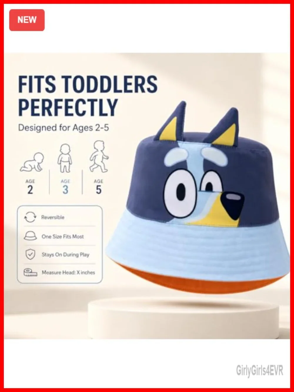 Kids Reversible Bluey Bucket Hat - Sun Protection - Breathable Twill